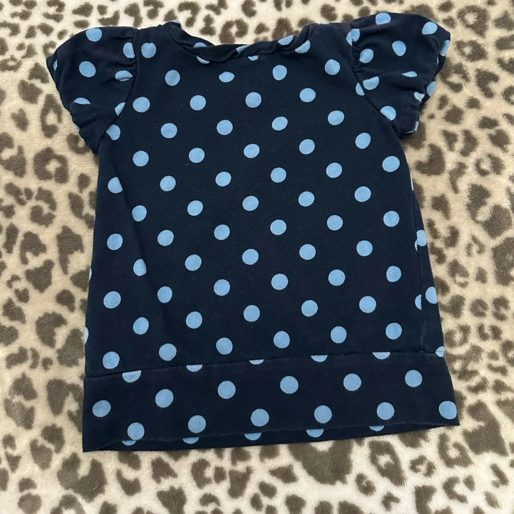 Old Navy Polka Dot Bubble Short Sleeve Tee Top in Blue Size 2T